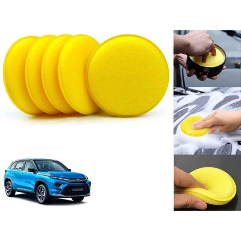 Auto Pearl Polyurethane Beige Washing & Waxing Polish Foam Sponge for Hyryder (Pack of 5)