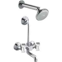 Gold Bell Brass Silver Wall Mounted Chrome Finish 2 in 1 Bathroom Wall Mixer with 4x4 inch Overhead Shower & 9 inch Arm, BR81_34