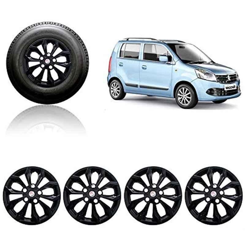 Auto Pearl 4 Pcs 13 inch Black Press Fitting Wheel Cover Set Caps for Maruti Suzuki WagonR New