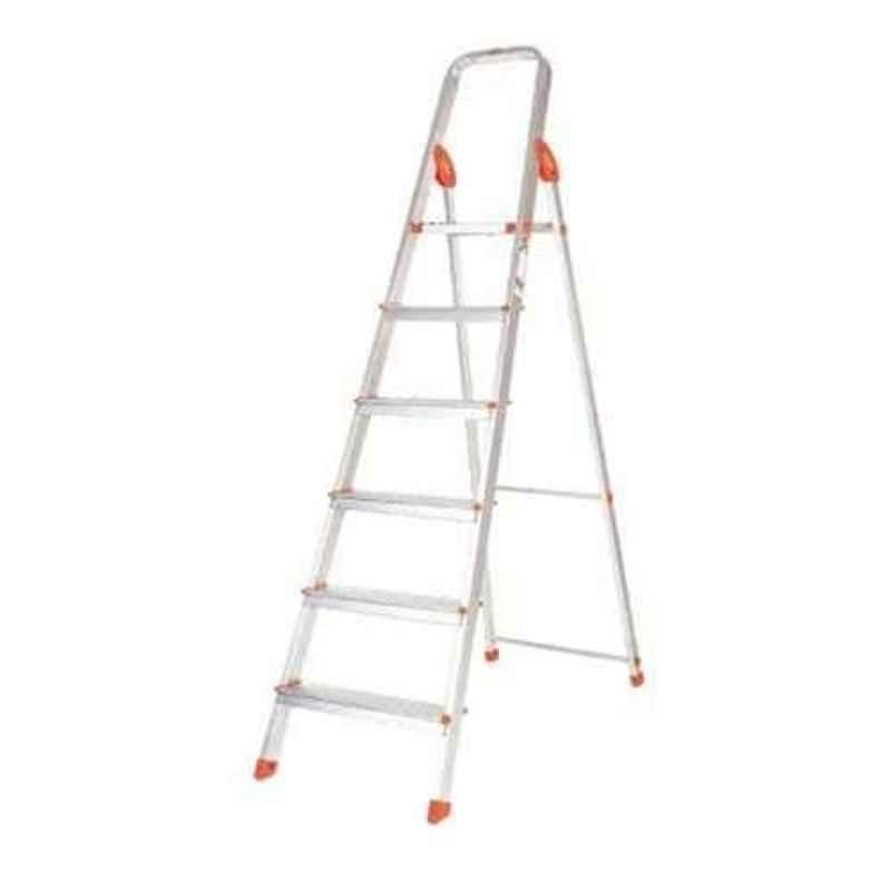 Bathla Advance 6 Step Silver & Orange Aluminium Ladder