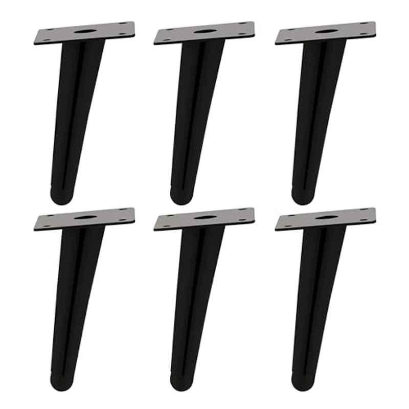 Plantex 6 inch Stainless Steel Black Sofa Legs with Rubber Grip (Pack of 6)