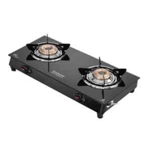 Hindware Benecio Plus 2B AI Glass Top Cooktop with 2 Brass Burner & Automatic Ignition, CT 100213