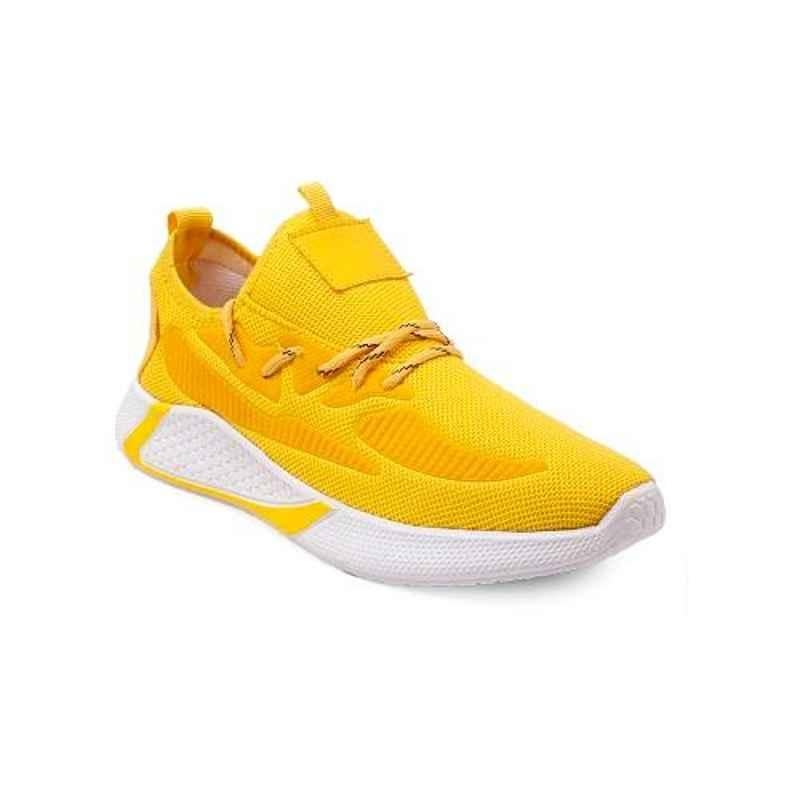 Wonker Synthetic Leather Steel Toe Yellow Safety Shoes, SR-6562-YELLOW, Size: 8