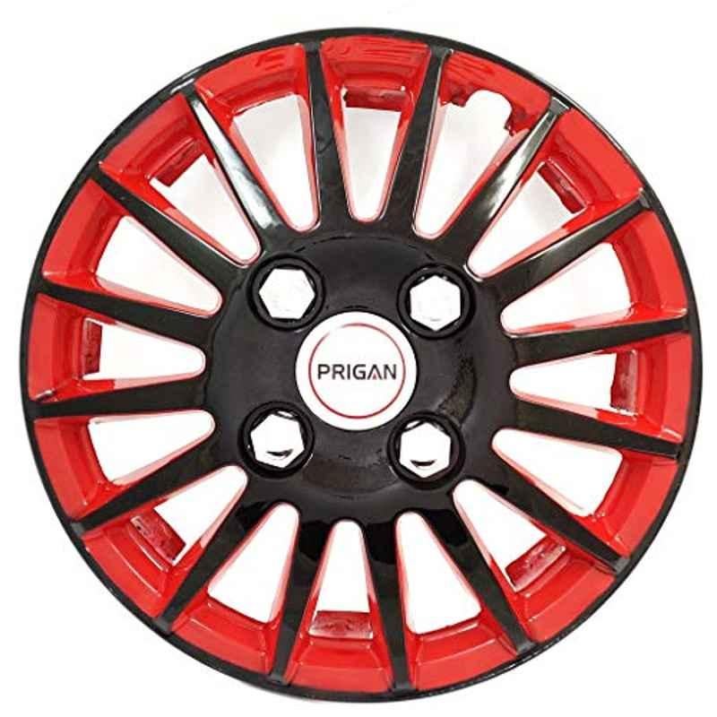 Prigan 4 Pcs 14 inch Black & Red Press Fitting Wheel Cover Set for Honda Brio