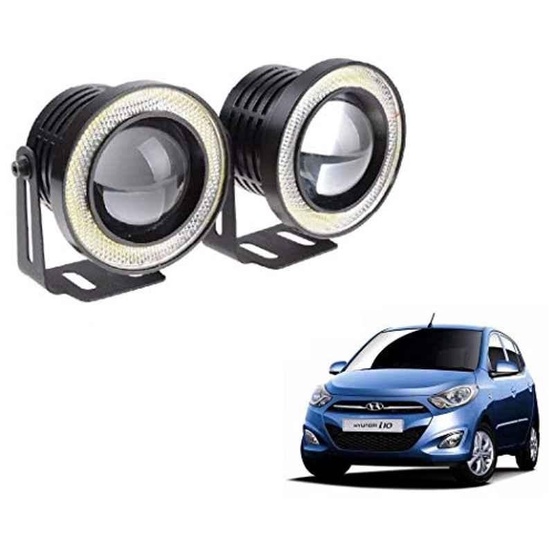 Kozdiko 2 Pcs 15W 3.5 inch High Power White LED Projector COB Fog Light Set with White Angel Eye Ring for Hyundai i10, koz_72586