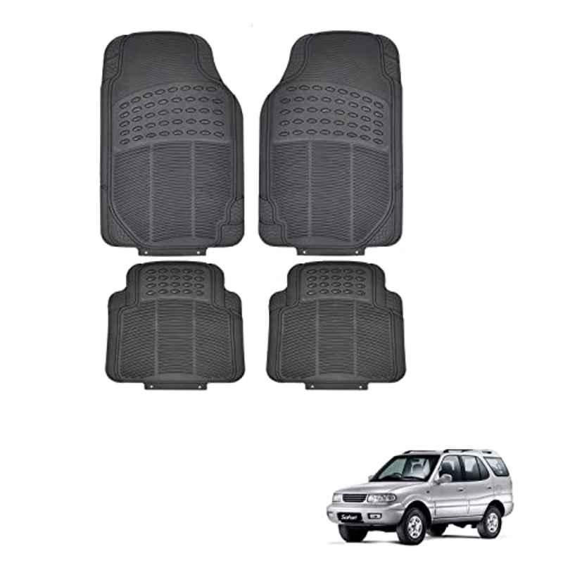 Kozdiko 4 Pcs Rubber Black Car Simple Floor Mat Set for Tata Safari Dicor