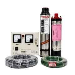 Balaji Prakash 1HP 10 Stage 100mm Single Phase Pure Copper Water Filled Submersible Pump with Control Panel, 30m Safety Wire & 2.5 Sqmm Submersible Cable