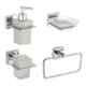 Aligarian 4 Pcs Stainless Steel Chrome Finish Liquid Dispenser, Soap Dish, Tumbler & Towel Ring Combo