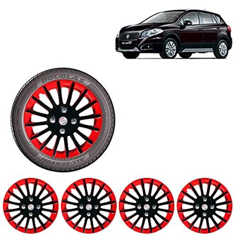 Auto Pearl 4 Pcs 15 inch ABS Red & Black Car Wheel Cover Set for Maruti Suzuki Scross