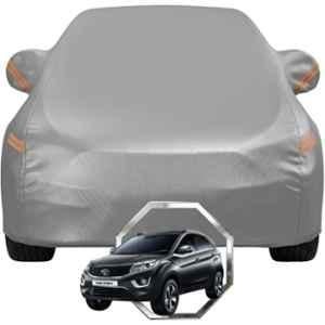 Allextreme Polyester Grey Highlighter Car Cover with Mirror Pocket & Triple Stitched Bottom Elastic for Tata Nexon All Model & Years, TAT-NEXON-GRY