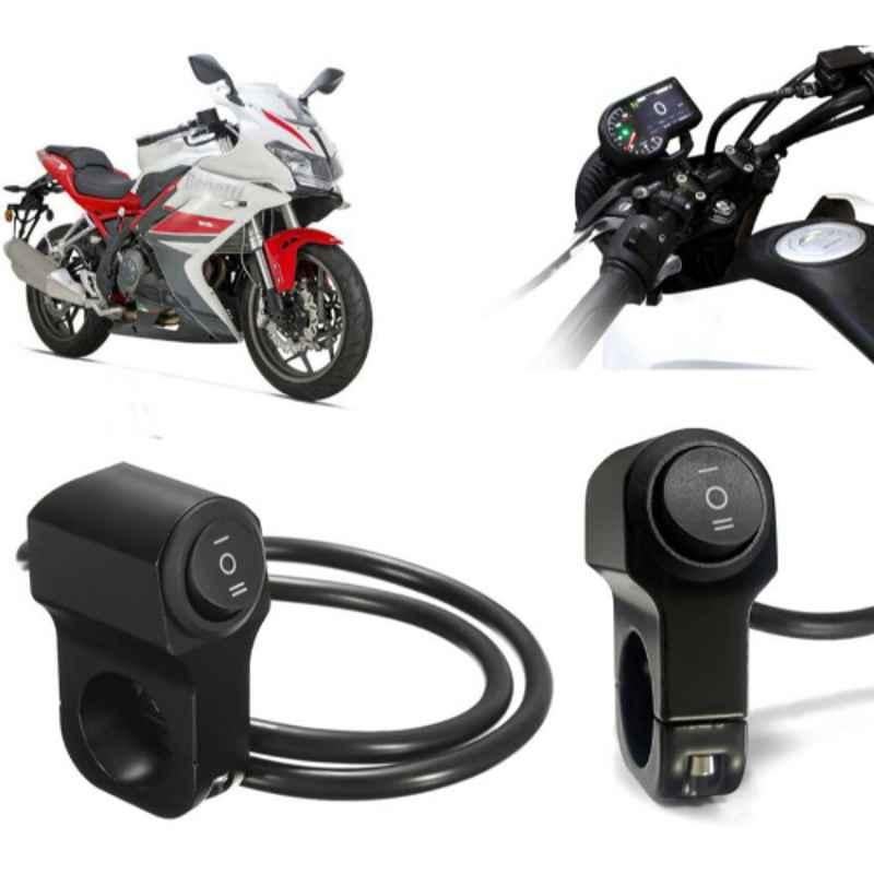 Auto Pearl 12V Aluminium Alloy Black Motorcycle Handlebar Headlight Switch for 302R