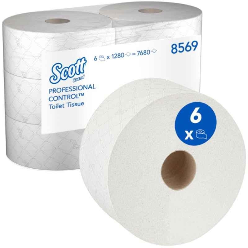 Kimberly Clark Scott 6 Pcs 25x19.8 cm 2 Ply Control Centrefeed Toilet Tissue Paper Sheet Rolls, 8569