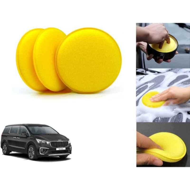 Auto Pearl Polyurethane Beige Washing & Waxing Polish Foam Sponge for Carnival Prestige (Pack of 3)