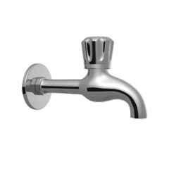RN Ciaz 1/2 inch Brass Ingot Nickel & Chrome Plated Long Body Bib Cock with Wall Flange