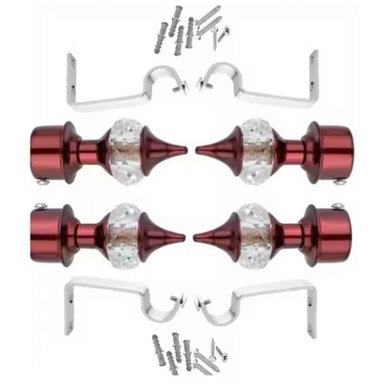 Ojass 10x5cm Stainless Steel Maroon Cristal Curtain Bracket with Support Clamp, SCB04SMH (Pack of 4)