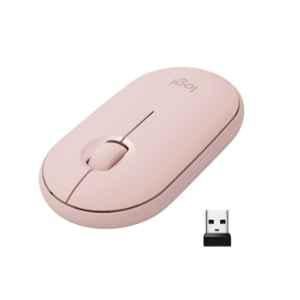 Logitech Pebble M350 Rose Slim Wireless Computer Mouse with Bluetooth or 2.4 GHz Receiver & Quiet Click