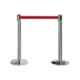 Ladwa 2 Pcs Stainless Steel Hook Type Barricade Set with 2.25m Red Belt & A3 Sign Plate, LSI-QMR-A3-P2-N