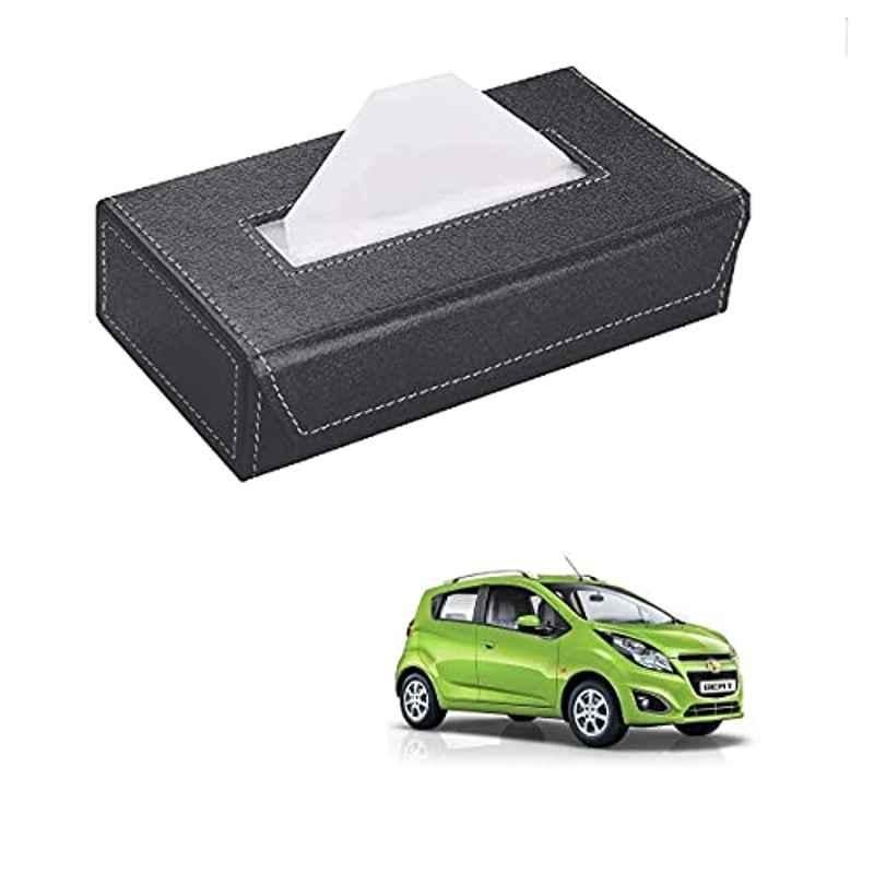 Kozdiko 100 Pulls PU Leather Grey Car Tissue Paper Box with 200 Sheets for Chevrolet Beat