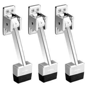 Plantex 5 inch Zinc Alloy Silver Chrome Door Stopper with Rubber Grip, SH-34 (Pack of 3)