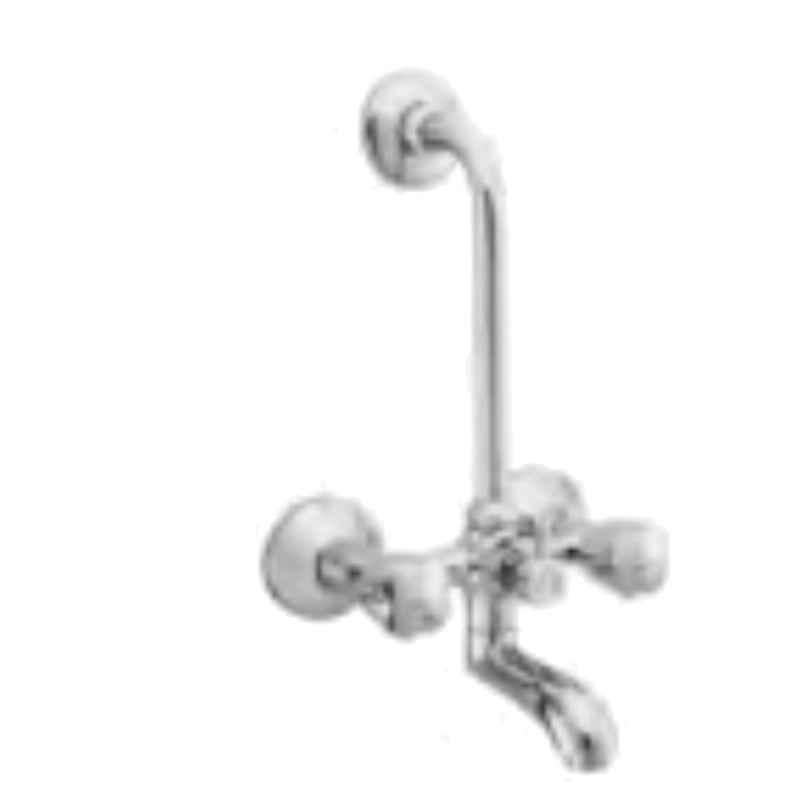 Somany Ether Brass Chrome Finish Wall Mixer with 115mm Long Bend Pipe, 272200150011