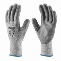 Udyogi 9 inch Grey PU Coated Safety Gloves, HPU 3 (Pack of 60)