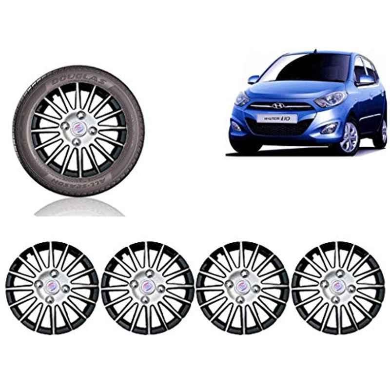 Auto Pearl 4 Pcs 13 inch ABS Black & SIlver Car Wheel Cover Set for Hyundai i10 Type2