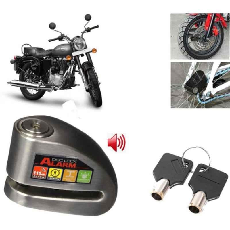 Auto Pearl Steel Black Anti-Theft Alarm Disc Brake Lock for Bullet 350 New BS6, Lock_534