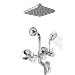 Mayur Ocich Flaro Brass Wall Mount 3 In 1 Wall Mixer Set with 6 inch Rain & 5-Flow Handshower