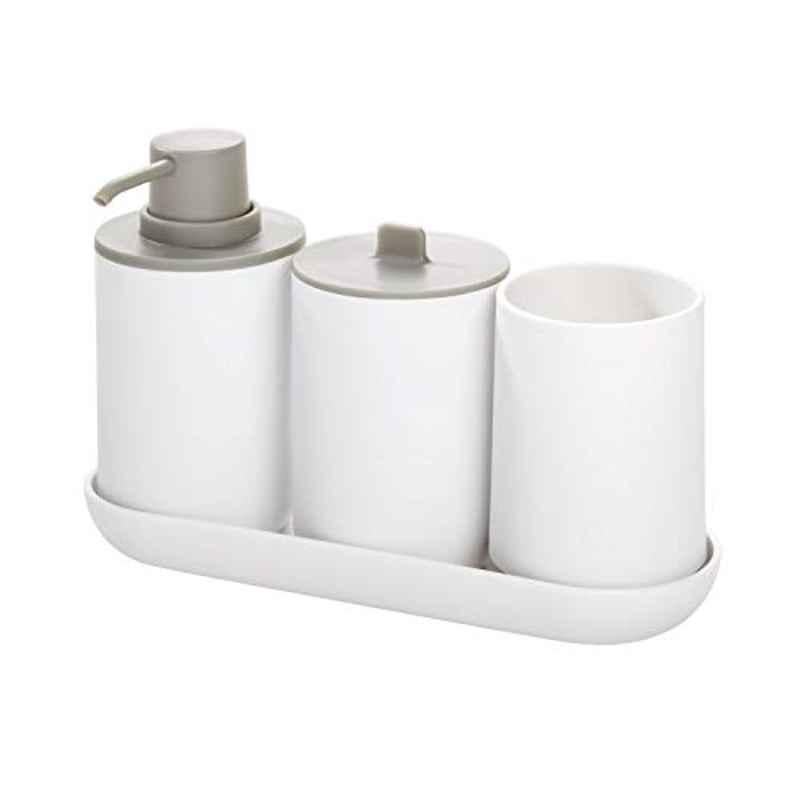 iDesign 4Pcs Plastic White Cade Bathroom Accessories Set, 28732