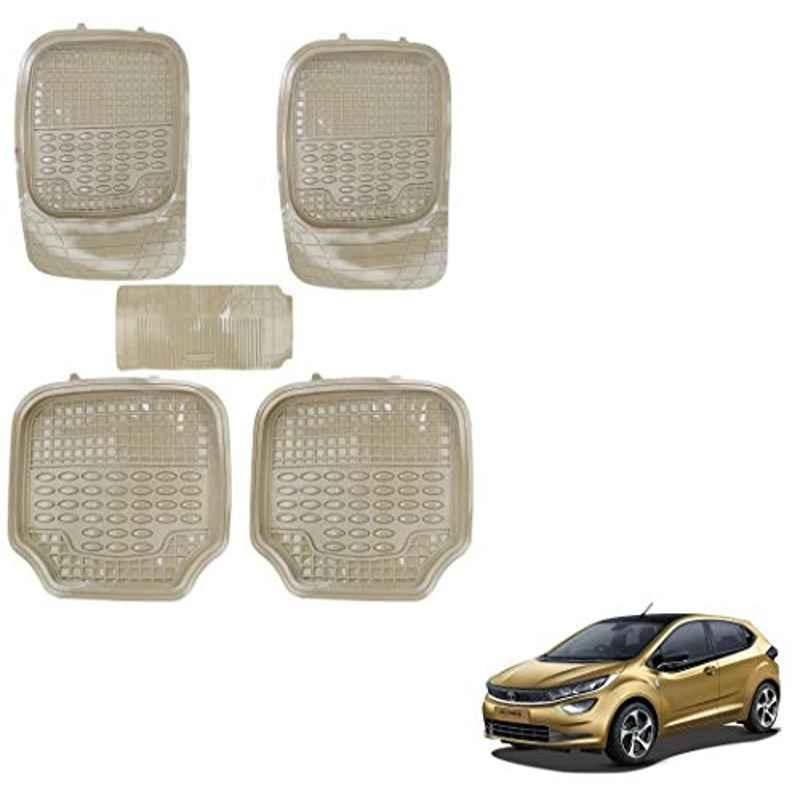 Kozdiko 5 Pcs 4G Beige Rubber & PVC Heavy Car Foot Mat Set for Tata Altroz, koz_80995