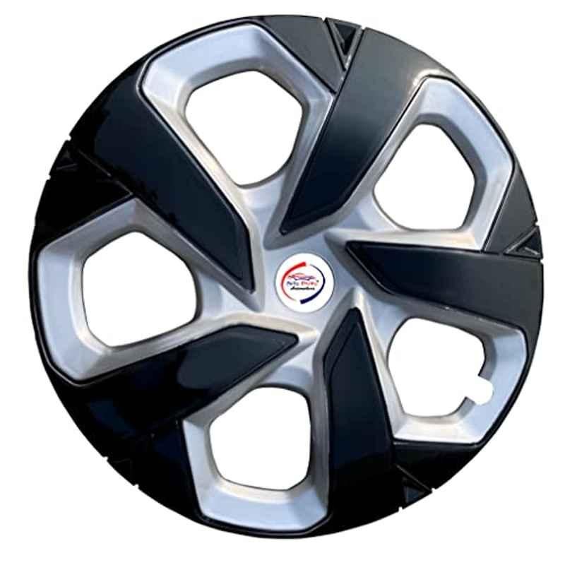 Auto Pearl 4 Pcs 15 inch ABS Silver & Black Press Type Car Wheel Cover Set with Retention Ring for Tata Punch 2021, WC15in_Punch_SilverBlack_Punch2021