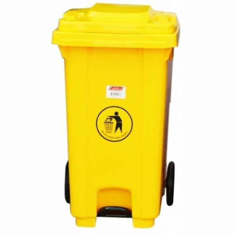Brooks Pedal Waste Bin, BKS-PDL-087, 100 L, HDPE, Yellow