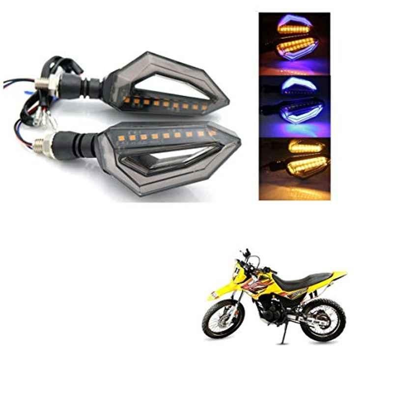 Kozdiko 4 Pcs Bike D Shaped 9 LED Front & Rear Side Turn Signal Indicator Light Set for Hero Impulse