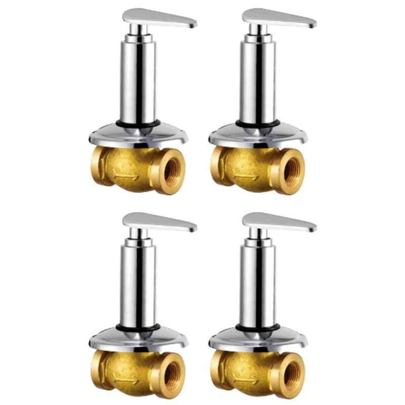 Drizzle Vista 1/2 inch Brass Chrome Finish Heavy Duty Quarter Turn Concealed Stop Cock (Pack of 4)