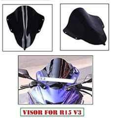 Meenu Arts World Visor Glass for Yamaha R15 V3 (Black) B-45