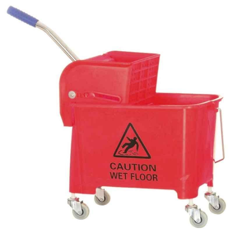 Hygiene Links 32L Red Mop Bucket Trolley with Steel Handle, HL-323