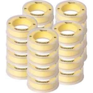 Renvox Single Sided PTFE Yellow Thread Seal Teflon Tape for Plumbing Pipe Fittings (Pack of 20)