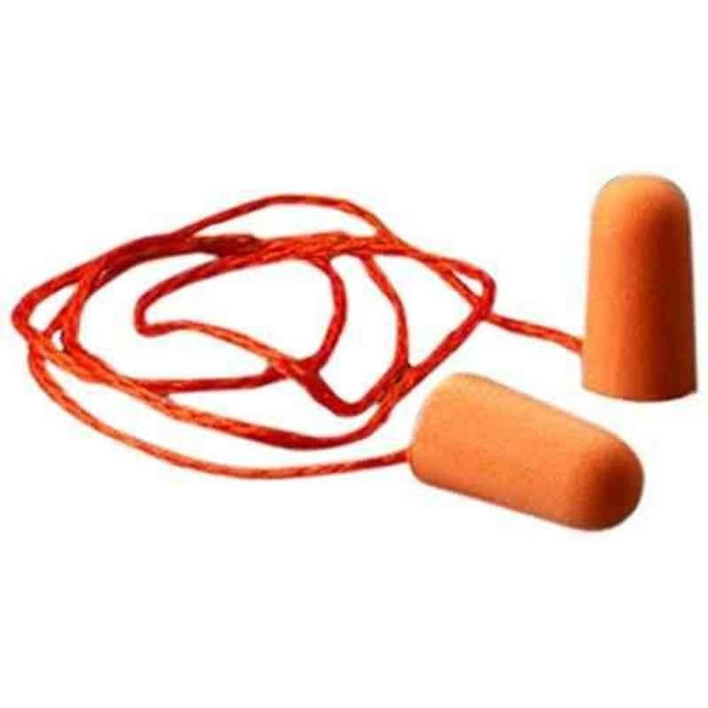 3M 29dB Polyurethane Foam Corded Orange Earplugs, 1110 (Pack of 40)
