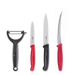 Kohe 230mm Stainless Steel Tomato Knife, 2 Pcs Utility Kitchen Knife Set & Y Type Textured Handle Peeler Combo, 4148.2, 1148.1, 1103.1 & 1138.1