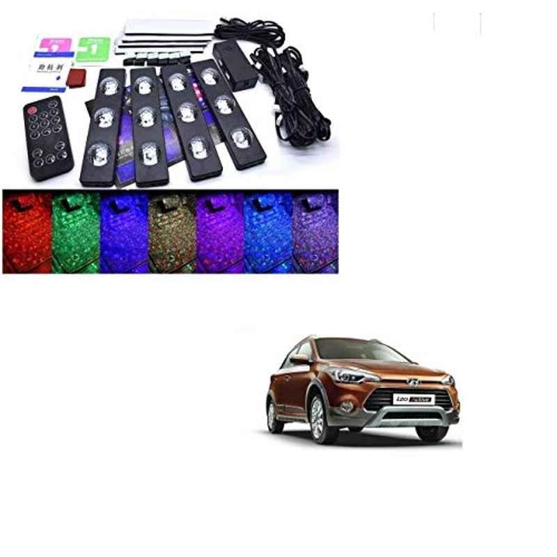 Kozdiko 4 Pcs 7 Colour Seat Bottom Car Star Light Kit with Remote Control For Hyundai i20 Active