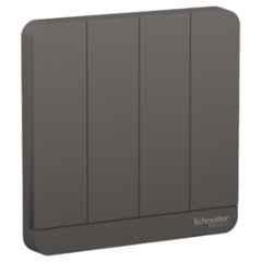 Schneider Electric AvatarOn 16A 250 VAC 2 Way Polycarbonate Dark Grey 4 Gang LED Switch, E8334L2LED_DG_G8