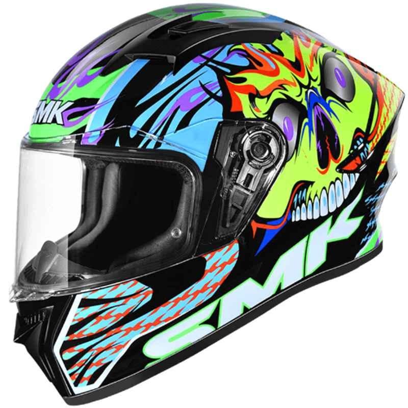 SMK Stellar Skull Multicolour Full Face Motorbike Helmet, GL245, Size: Extra Large