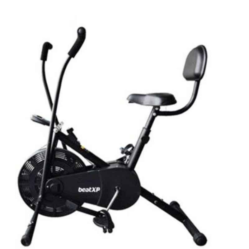 Pristyn Care beatXP Air Bike Black Exercise Bicycle with Moving Handles & Back Support Dual-Action, 110 BS