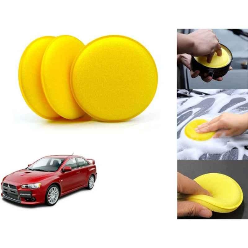 Auto Pearl Polyurethane Beige Washing & Waxing Polish Foam Sponge for Lancer (Pack of 3)