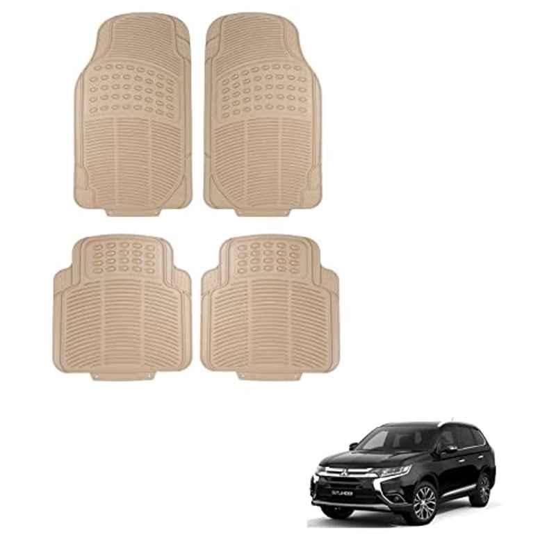 Kozdiko 4 Pcs Rubber Beige Car Simple Floor Mat Set for Mitsubishi Outlander