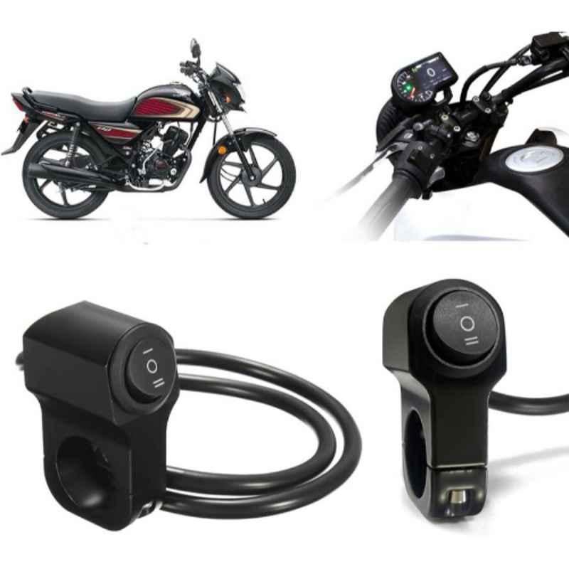 Auto Pearl 12V Aluminium Alloy Black Motorcycle Handlebar Headlight Switch for Navi BS6