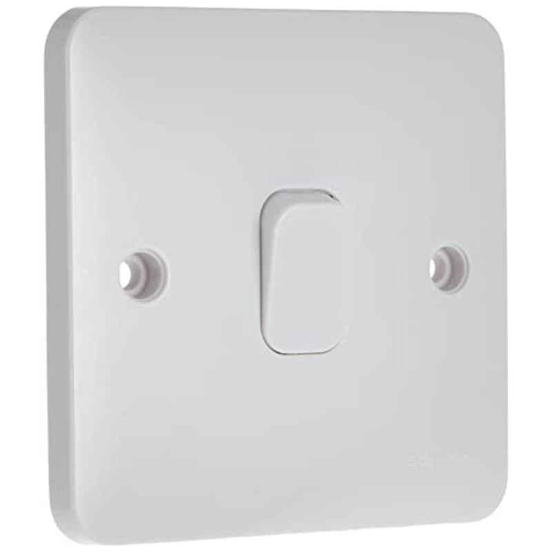 Schneider Lisse 10A 1 Gang 1 Way Plastic White Plate Switch, GGBl1011NIS