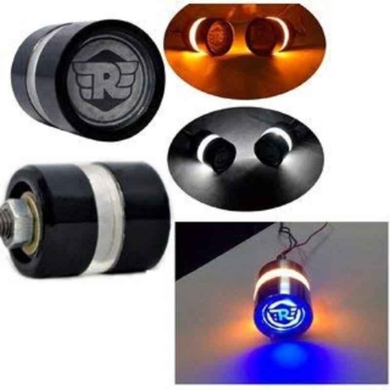 JBRIDERZ 3.5x7.3cm Blue RE Handle Bar End Bike Turn Signal LED Indicator for Royal Enfield Bullet