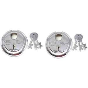 Ojass 90mm 9 Levers Stainless Steel Round Heavy Duty Pad Lock with 3 Keys, RPL902 (Pack of 2)