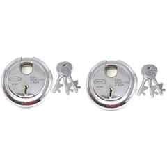 Ojass 90mm 9 Levers Stainless Steel Round Heavy Duty Pad Lock with 3 Keys, RPL902 (Pack of 2)
